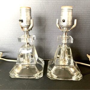 VTG PAIR GLASS LAMS UNDERWRITERS LABORATORIES MCM SET OF 2